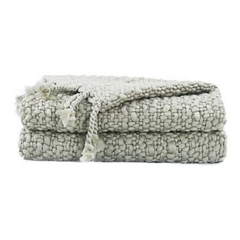 Home Soft Things Basket Weave Knitted Tassel Throw Blanket