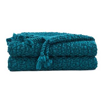 Home Soft Things Basket Weave Knitted Tassel Throw Blanket