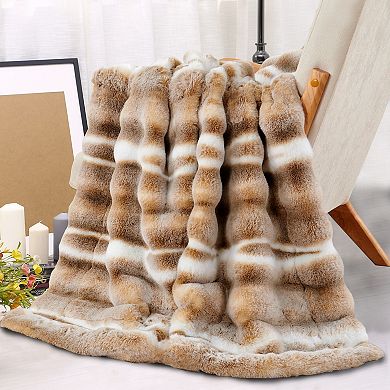 Home Soft Things Tip Dying Two Tone Faux Fur Throw Blanket