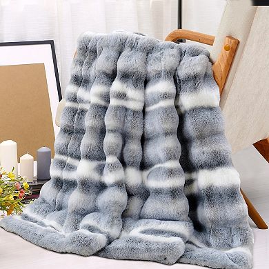 Home Soft Things Tip Dying Two Tone Faux Fur Throw Blanket