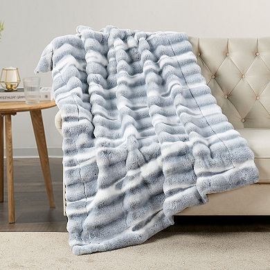 Home Soft Things Tip Dying Two Tone Faux Fur Throw Blanket