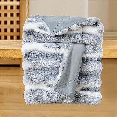 Home Soft Things Tip Dying Two Tone Faux Fur Throw Blanket