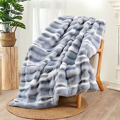 Home Soft Things Tip Dying Two Tone Faux Fur Throw Blanket