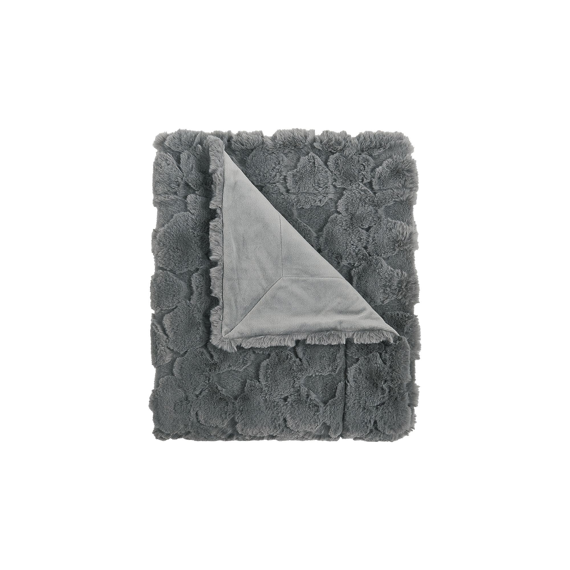 Home Soft Things Cloud Carved Faux Fur Throw Blanket, Gray