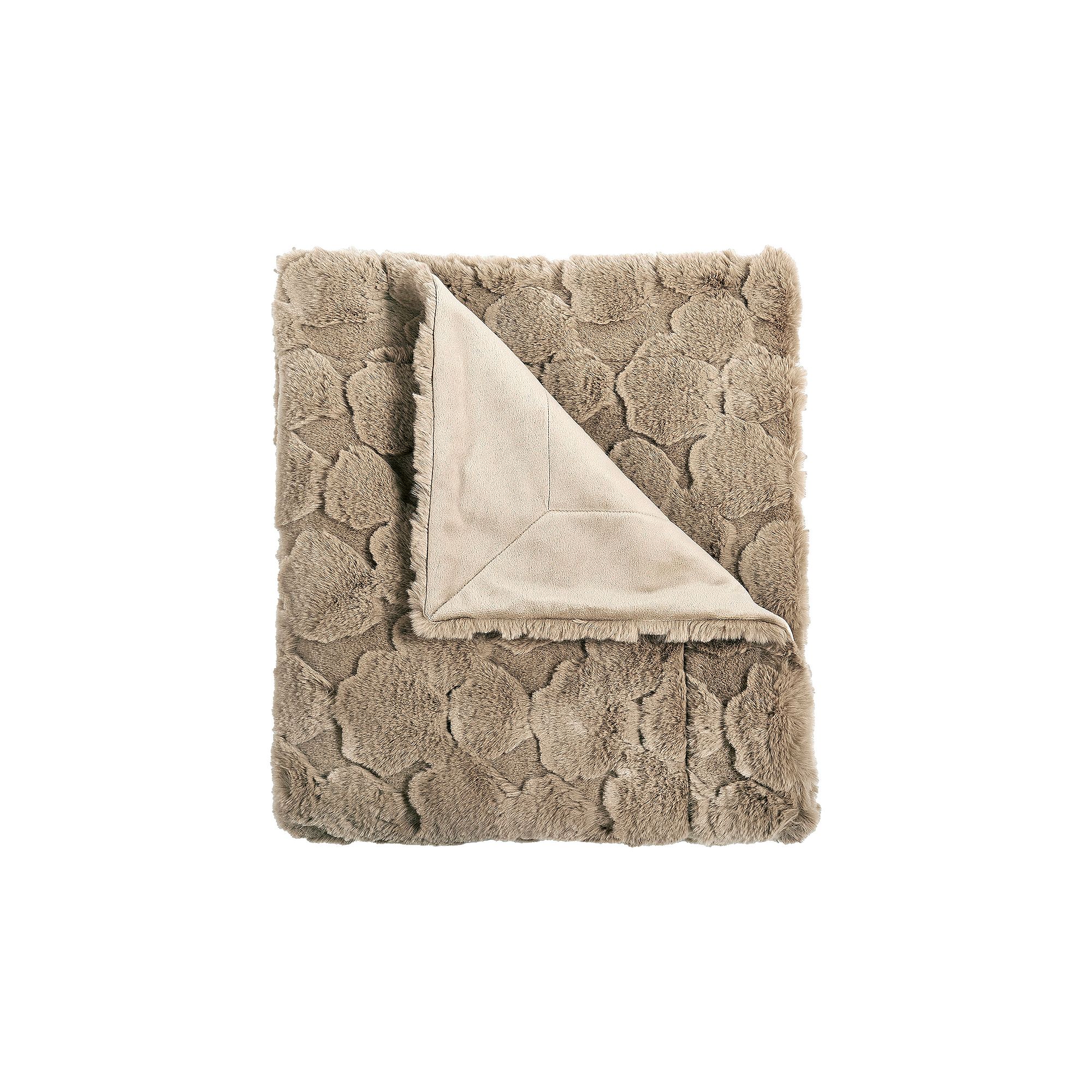 Home Soft Things Cloud Carved Faux Fur Throw Blanket, Light Brown
