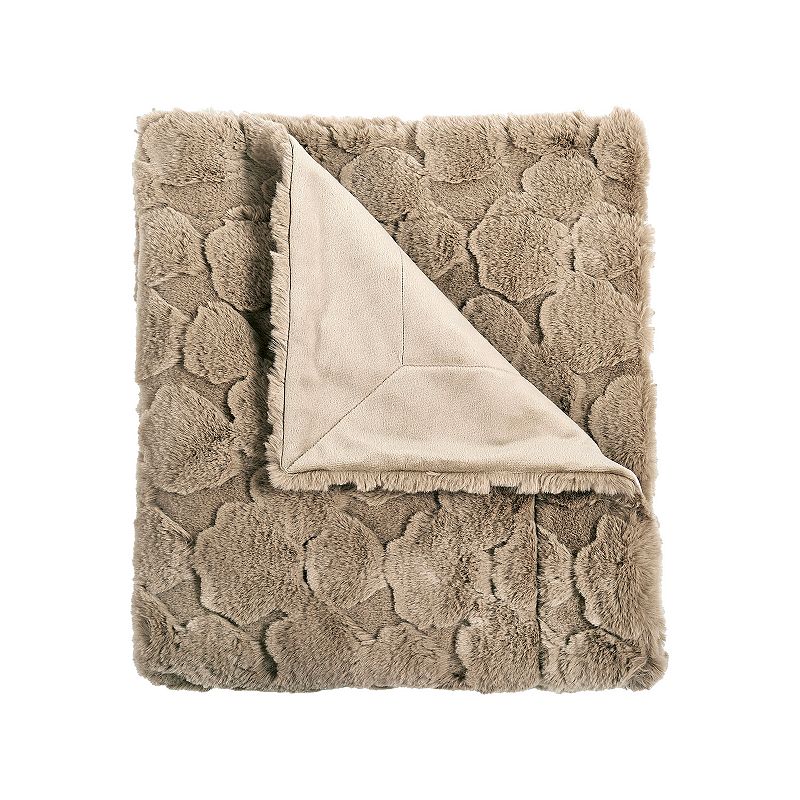 Home Soft Things Cloud Carved Faux Fur Throw Blanket, Light Brown