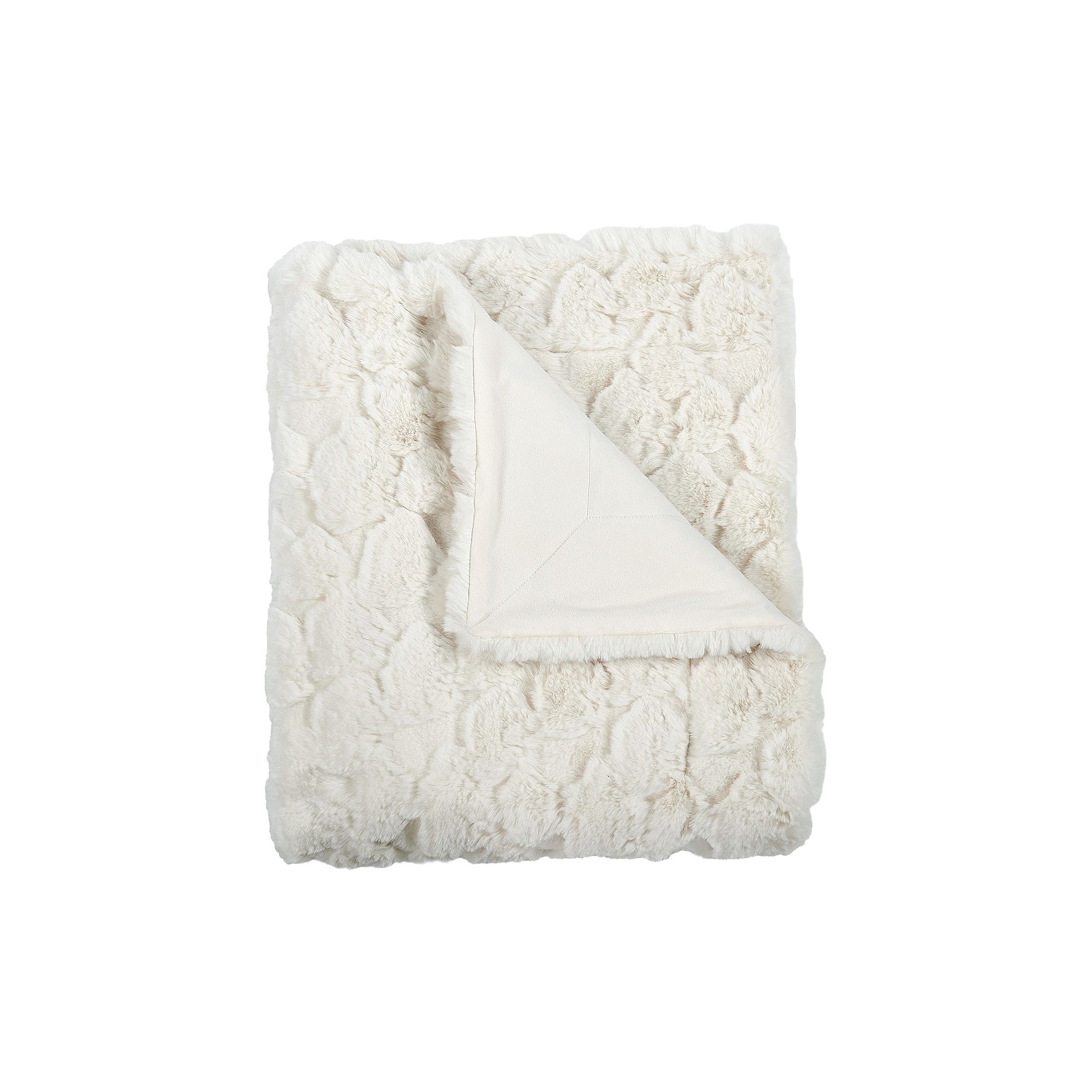 Home Soft Things Cloud Carved Faux Fur Throw Blanket, White