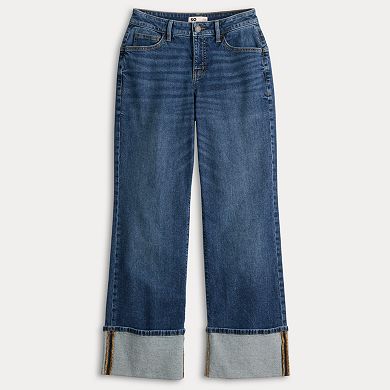 Juniors' SO® Mid Rise Curvy Baggy Cuff Jeans