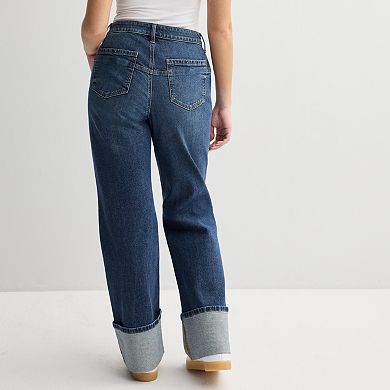 Juniors' SO® Mid Rise Curvy Baggy Cuff Jeans