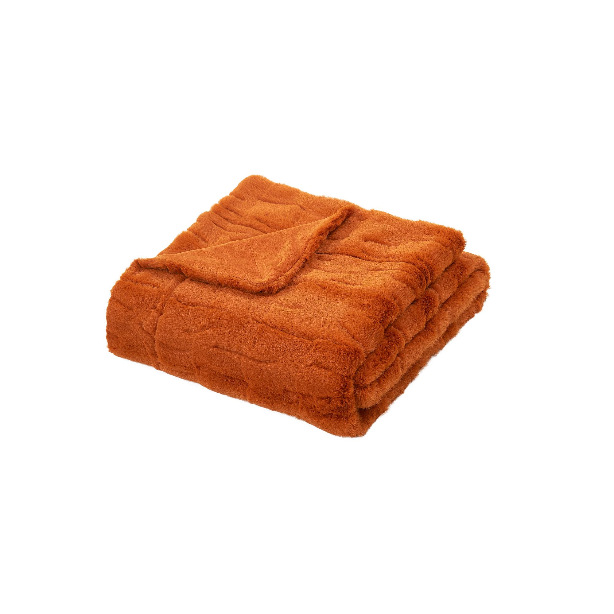 Home Soft Things Stylish Faux Fur Throw Blanket, Burnt Orange