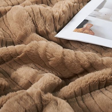 Home Soft Things Sculpted Stripe Faux Fur Throw Blanket