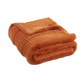 Home Soft Things Sculpted Stripe Faux Fur Throw Blanket