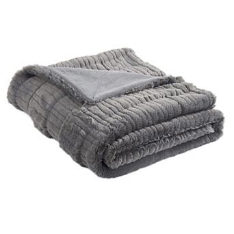 Home Soft Things Sculpted Stripe Faux Fur Throw Blanket