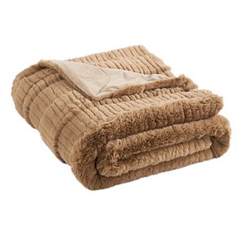 Home Soft Things Sculpted Stripe Faux Fur Throw Blanket