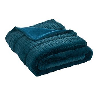 Home Soft Things Sculpted Stripe Faux Fur Throw Blanket