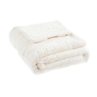 Home Soft Things Sculpted Stripe Faux Fur Throw Blanket