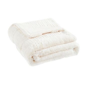 Home Soft Things Sculpted Stripe Faux Fur Throw Blanket