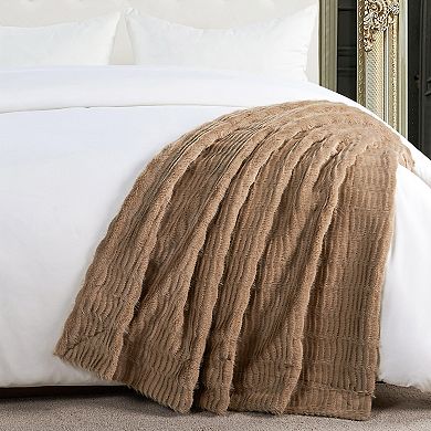 Home Soft Things Shaggy Wavy Faux Fur Throw Blanket