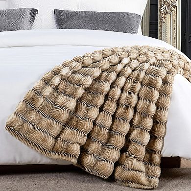 Home Soft Things Thick Stripe Rabbit Faux Fur Throw Blanket