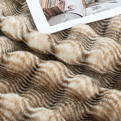 Home Soft Things Thick Stripe Rabbit Faux Fur Throw Blanket