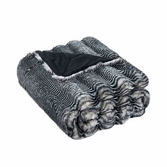 Home Soft Things Thick Stripe Rabbit Faux Fur Throw Blanket