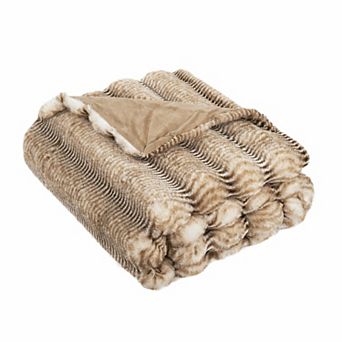 Home Soft Things Thick Stripe Rabbit Faux Fur Throw Blanket