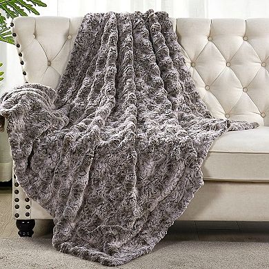 Home Soft Things Variegated Faux Fur Throw Blanket