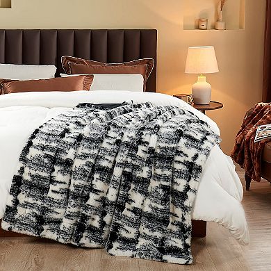 Home Soft Things Two Tone Artistic Faux Fur Throw Blanket