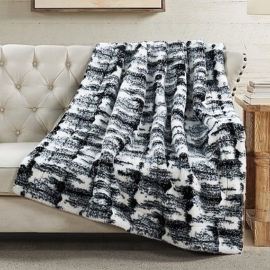 Home Soft Things Two Tone Artistic Faux Fur Throw Blanket