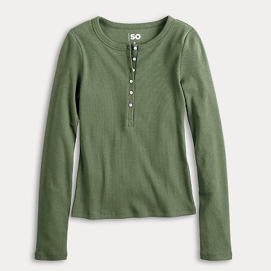 Juniors' SO® Long Sleeve Henley Top