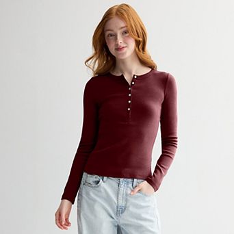 Juniors' SO® Long Sleeve Henley Top