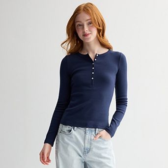 Juniors' SO® Long Sleeve Henley Top