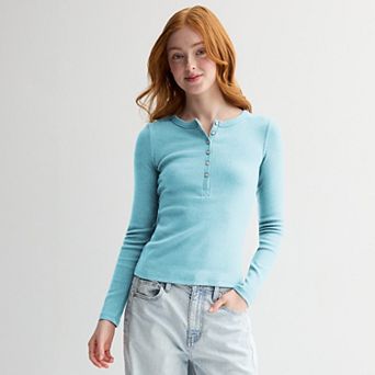 Juniors' SO® Long Sleeve Henley Top