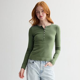 Juniors' SO® Long Sleeve Henley Top