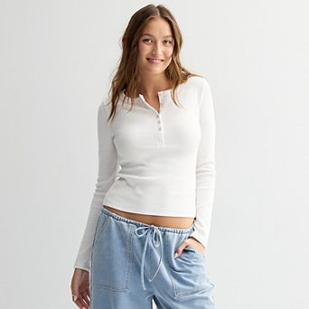 Juniors' SO® Long Sleeve Henley Top