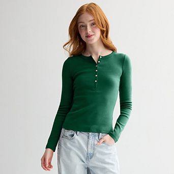 Juniors' SO® Long Sleeve Henley Top