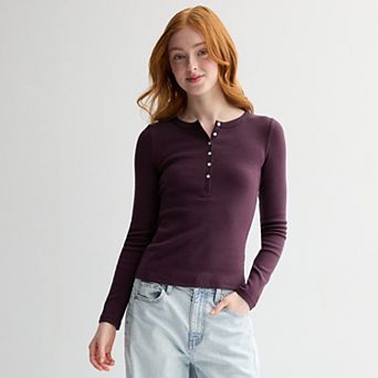 Juniors' SO® Long Sleeve Henley Top