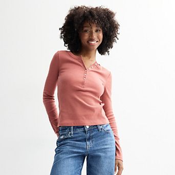 Juniors' SO® Long Sleeve Henley Top