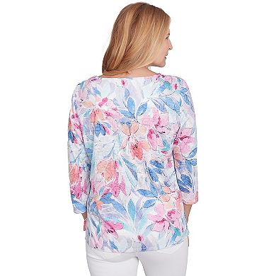 Petite Alfred Dunner Colorful Floral Print Crewneck Top