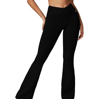Women's Crossover Waist Flare Leg Yoga Pants in Smooth Stretch Fabric