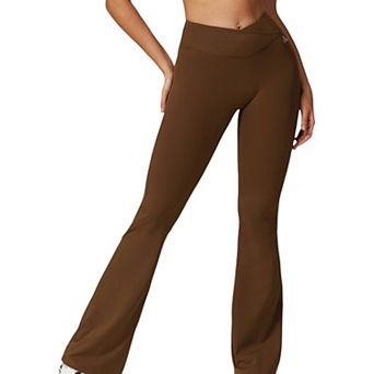Women's Crossover Waist Flare Leg Yoga Pants in Smooth Stretch Fabric