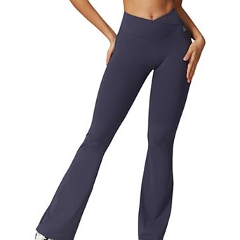 Women's Crossover Waist Flare Leg Yoga Pants in Smooth Stretch Fabric