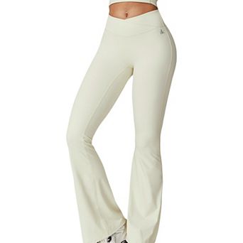 Women's Crossover Waist Flare Leg Yoga Pants in Smooth Stretch Fabric