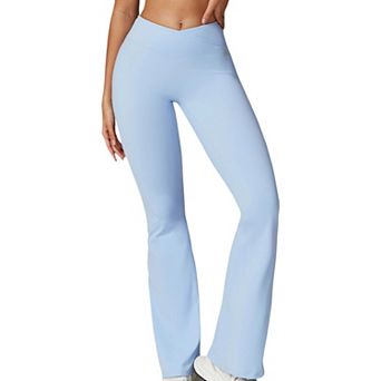 Women's Crossover Waist Flare Leg Yoga Pants in Smooth Stretch Fabric