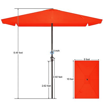 8 x 10FT Beige Outdoor Patio Market Rectangular Umbrella with Push-button Tilt and Sloping Side