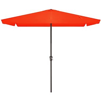 8 x 10FT Beige Outdoor Patio Market Rectangular Umbrella with Push-button Tilt and Sloping Side
