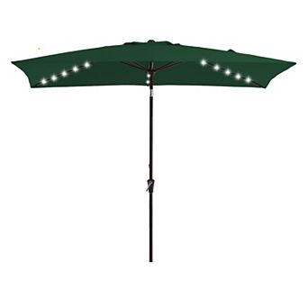 6.5 x 10ft Rectangular Patio Market Umbrella with LED Lights,Crank & Push-button Tilt