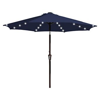 10ft Patio Market Umbrella with LED Lights, Crank & Push-button Tilt