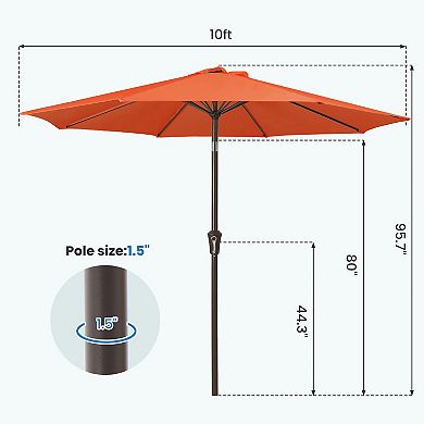 10ft Patio Market Umbrella with Push-button Tilt，Waterproof Canopy