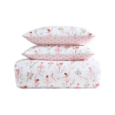 Girls Laura Ashley Ballerina Divas Pink Full/Queen Comforter and Sham Set